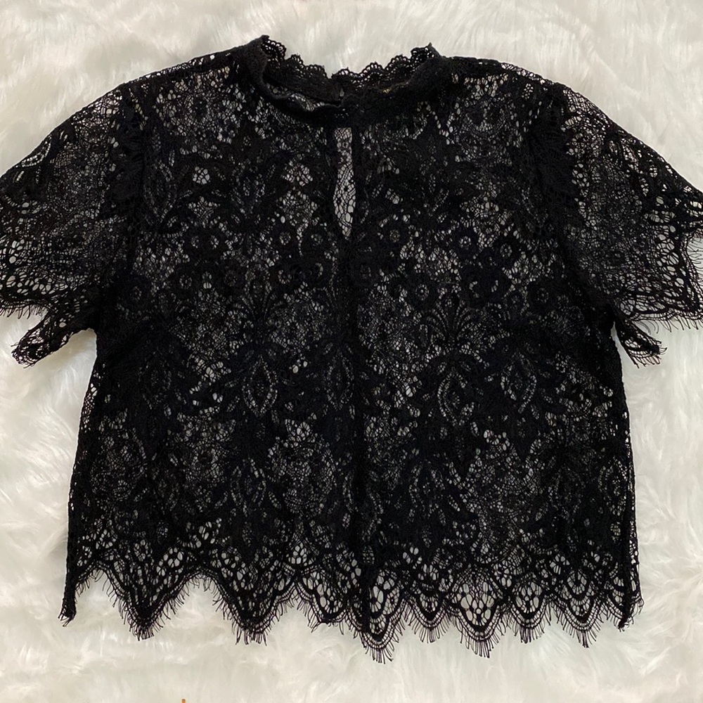 Forever 21 Contemporary Sheer Lace Top